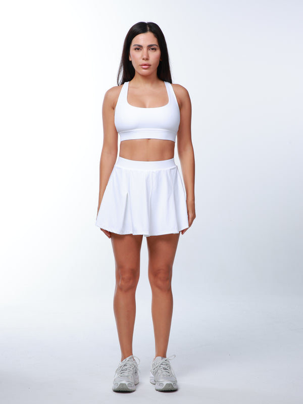 Nova - White Set - Skirt & Sport Bras & Jacket
