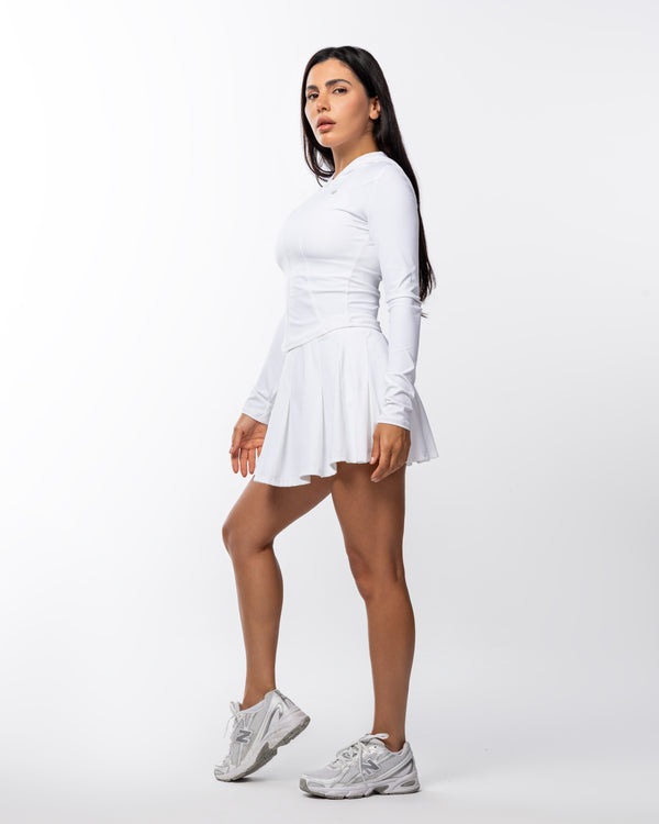 Nova - White Set - Skirt & Sport Bras & Jacket